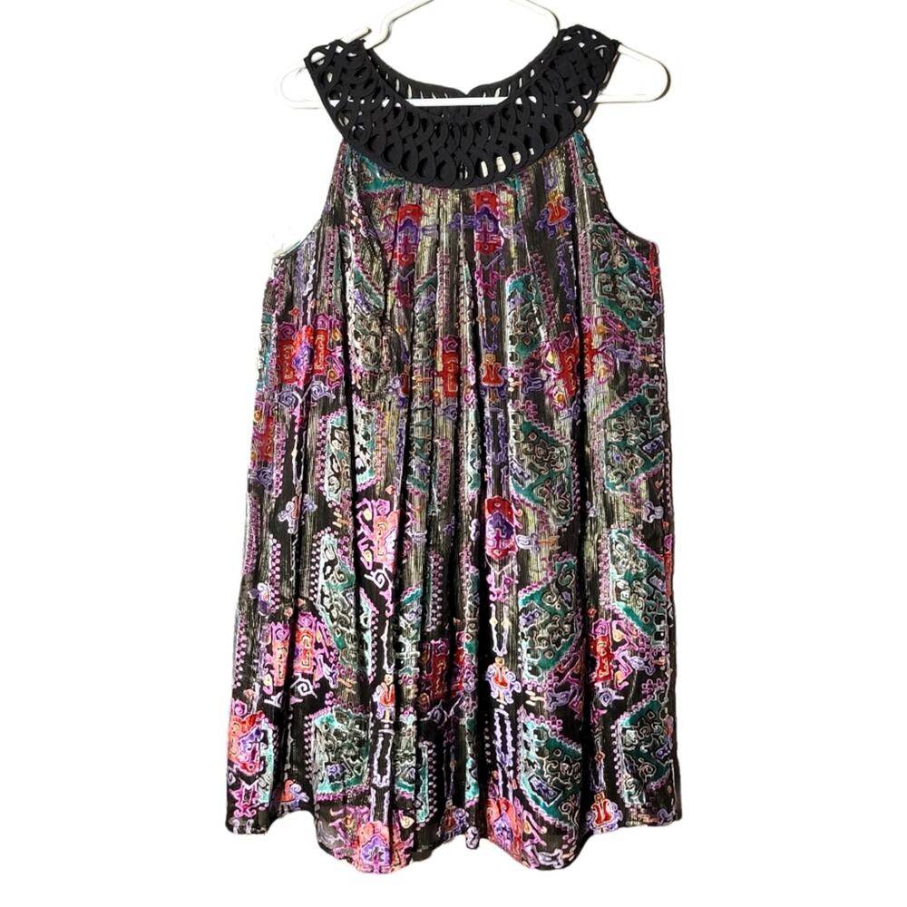 Moulinette Soeurs Anthropologie Linnea Burnout Velvet Metallic Dress Size XS